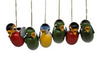 6 Vintage Wooden German Bird Ornaments Erzgebirge Hand Painted