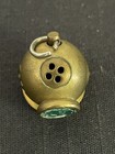 Diver Helmet Pendant Tiki Necklace  75  Round Brass Vintage Taiwan