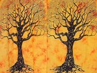 2 Yellow Lovely Tree Of Life Curtains Cotton Printed Window Panels 82 free Ship