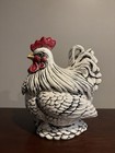 Vintage Hand Painted Ceramic Mold Rooster Chicken Cookie Jar Farmhouse Decor     