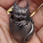 1 75  Chinese Old Bronze Copper Statue Hand Carved Dragon Egg      