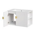 30  Wall Mounted Bathroom Vanity Cabinet With Ceramic Sink   2 Doors White