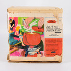 New Vtg Fondue Pot Red Enameled Bakelite Handle Holiday House Open Box No Forks