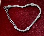 Vintage Silver Tone Rope Chain Bracelet Black Oval