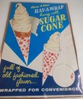 Vintage 1959 Eat-it-all Ice Cream Cone Sign Chicago Hava-wrap Soda Fountain 
