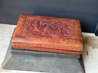 1940s Chinese Rosewood Box Scholars Playing Chess 13x8 5 