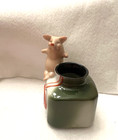 Antique German Fairing Pig With Red Seal Jar Inkwell Matchstick Toothpick Holder