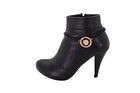 Women Black Color Metal Chain Boot Bracelet Shoe Anklet Bling Gold Lion Charm