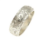 925 Silver Personalized Custom 8mm Hawaiian Plumeria Scroll Ring Raised Letters