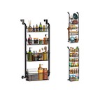 Over The Door Spice Rack Behind Door Hanging Storage Organizer Shelf W  Basket