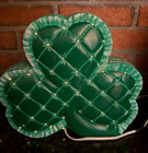 Vtg Light Up Ceramic Mold  Shamrock 10  X 12  X 3   Hand Painted  Electric Cord