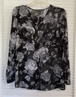 Wet Seal Jr  Size S Black   Light Gray Sheer Button Up Long Slv  Front Pkts  Nwt