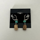 Ladies Turquoise Crystal Jasper Beaded Leverback Gemstone Dangle Earrings