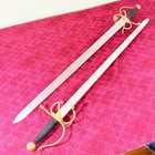 Pair Vintage Toledo Spain Rapier Swords 39  Matched Set Decorative Wall Hangers