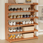 5 6 Tier Wooden Shoe Rack  Space Saving Entryway Storage Organizer Easy Assembly