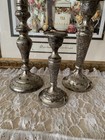  3  Vintage Ornate Silver Plated Candle Stick Holders 