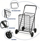 Folding Shopping Cart Utility Trolley Portable For Grocery Laundry Travel Black