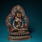 14  Old Tibet Copper Gilt Painting Buddhism White Tara Kwan-yin Goddess Statue