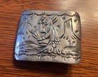 Vintage Native American Buckle Signed  Sterling Silver     storyteller   