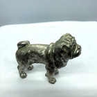 Miniature Pug Dog Figurine Silver Tone Metal Collectible Puppy Sculpture