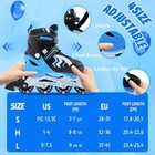 Inline Skates For Kids 4 Size Adjustable Light-up Wheels Aluminum Frame Black   