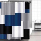 Blue Mens Shower Curtain Modern Bathroom Navy Blue Accessories Decor Black And G