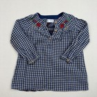 Zara Babygirl Blue Gingham Floral Embroidered Cotton Top Size 2 3 Years