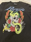 Poison Size Med Black Rock Band Graphic  T Shirt Skull Snake Roses 90 s Skulls