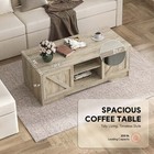 Secondhand 47  Farmhouse Coffee Table W Sliding Doors Rustic Center Table