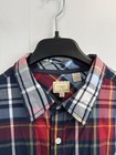 Haggar Button Down Shirt Men s Xl Long Sleeve Red Plaid Dress Casual Slim Fit