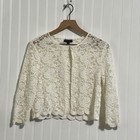 Connected Apparel Lace Bolero Cardigan M White Floral Shrug Made In Usa Y2k Vtg