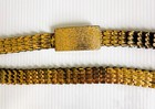 Vintage 1970s Gold Tone Fishbone Stretch Belt Fits All Sizes