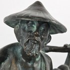 Antique Chinese Bronze Sculpture Man Water Carrier C  1900 Statue 18 5  Patina