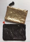 X2 Pc Ipsy   betty Boop Design Makeup Bag Nwot Black Red Gold Sequin Plus October 