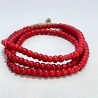 Red French White Heart Venetian Trade Beads 36 Inch