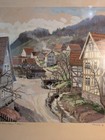Vintage 1948 German Village Scene    kleinsassen  rhein         H  Knaus Original 