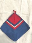 New Handmade Crochet Potholders 100  Cotton Crochet Thread Red White Blue Set 2