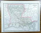 Vintage 1885 Louisiana Map 13 x11  Old Antique Original New Orleans Metairie