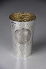 1904 German Hammered 800 Silver Beaker W hesse-darmstadt 5 Mark Coin Attached