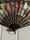 Pre-owned Handheld Folding Fan - Floral   Black gold  souvenir From Spain 