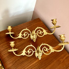 Pair Of Antique Brass Piano Sconces Swivel Candle Holders Made In France