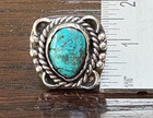 Vtg Artisian Navajo Sterling Silver Turquoise Ring Sz 7 5  8 9 G Wolf Design