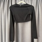 Gymshark Women   s Cropped Long Sleeve Crew Neck Top Thumbholes Stretch S