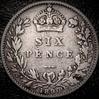 Great Britain 1890 - 6 Pence -  925 Silver  Victoria Km 760