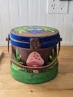 Vtg Wooden Firkin Sugar Bucket Purse Hinged Mid-century Folk Art 