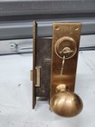 Getty Lock Oval Brass Lever Door Knob   Back Plate Set With Original Keys