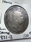 1831-b France 5 Francs Large Silver Coin Rim Damage