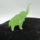 Chinese Green Jade Carved Elephant Small Figurine Trunk Up