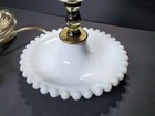 Vintage Hurricane Lamp White Milk Glass Hobnail Base Electric   No Globe