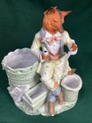 Beaut  Antique Formally Dressed Fox Porcelain Match Holder Grafenthal  Striker